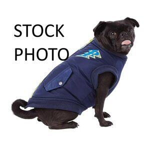 Top Paw Dark Blue Lightning Bolt Lightweight Dark Blue Dog Coat Sz: MED